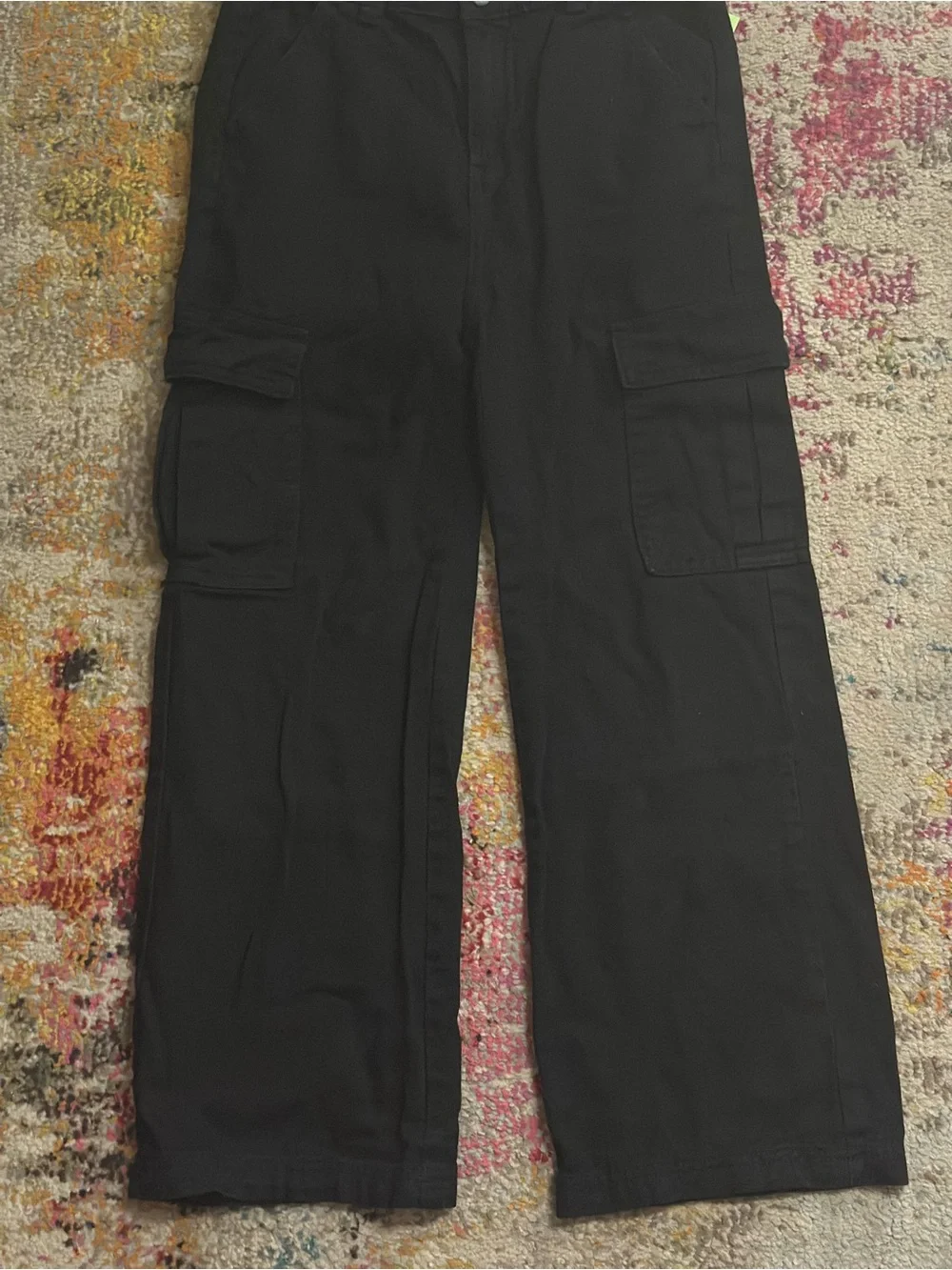 Old Navy Girls Black Wide-Leg Cargo Pants | Size Large (10-12Y)